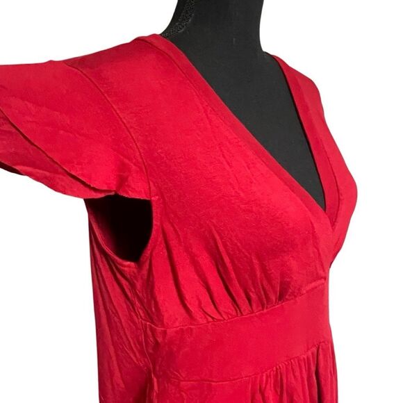 Sonoma Deep Crimson Red Double Flutter Cap Sleeve Top - Picture 2 of 5